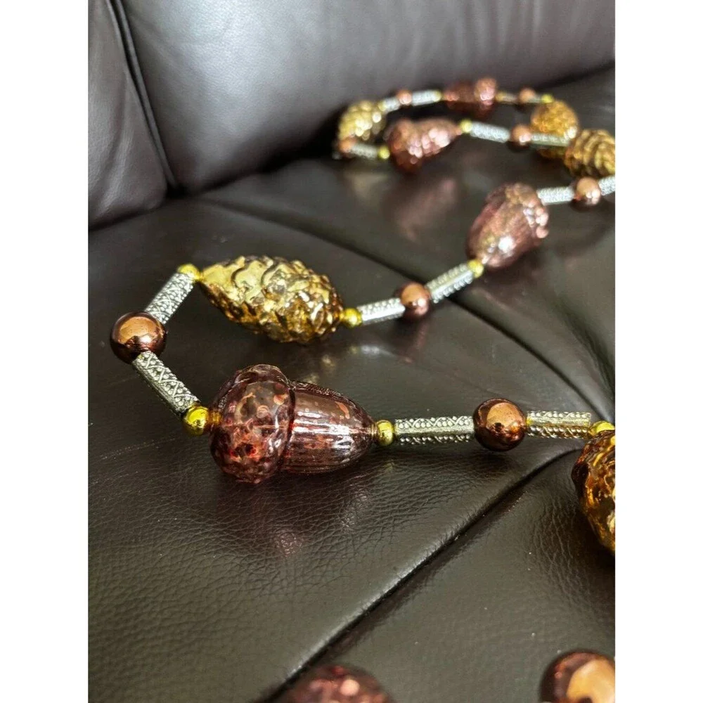 Home Reflections 5’ Mercury Glass Pinecone & Acorn Light Strand - Fall Decor